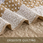 WONGS BEDDING Brown King Quilt Bedding Set, Bohemian Stripe Bedspread | - Image 7