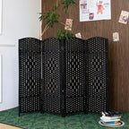 4 Panel Black Rattan Room Divider - Image 3