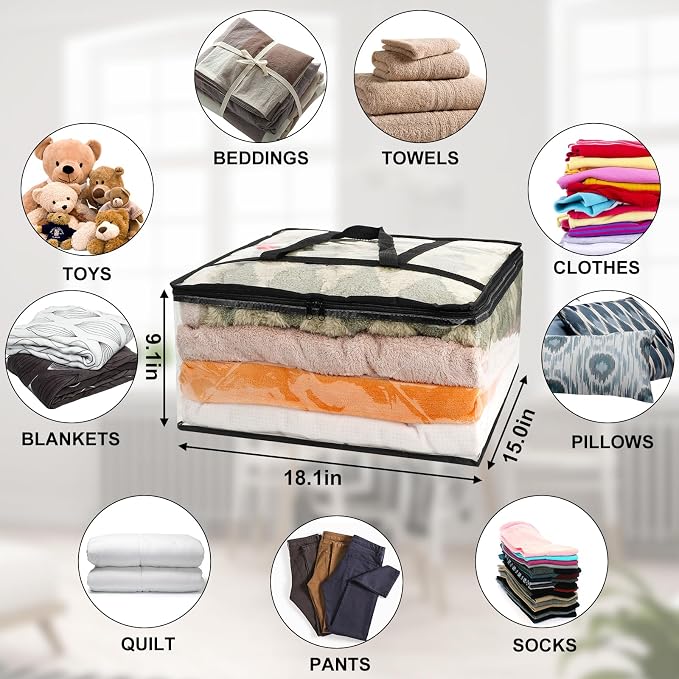 3Pack Clear Blanket Storage Bags, Vinyl Comforter Clothes Storage Closet - Image 2