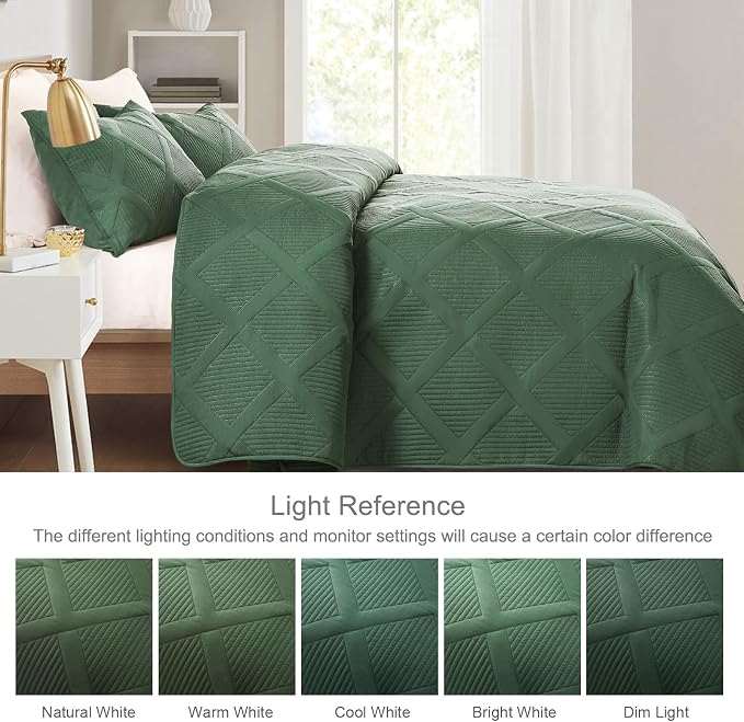 Exclusivo Mezcla Twin Size Quilt Set, Olive Green | Soft Bedspreads - Image 3