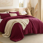 Bedsure California King Comforter Set, Dark Red Soft Prewashed Bedding by Unknown