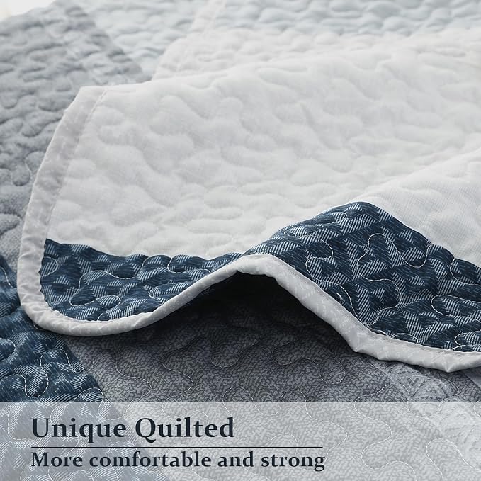 DURLENGEN Quilt Set King Size 3Pcs, Soft Microfiber Lightweight Bedspread - Image 4