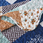 Dinjoy Boho Quilt Set Queen Size, Patchwork Floral Bedspreads, Reversible - Image 5