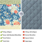 Cmfshape Summer Floral Queen Quilted Bedspread, Romantic Pink Quilt Set - Image 5