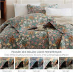 QSH 100% Cotton Oversized King Bedspread Set-3Pcs Floral Quilt Coverlet - Image 4