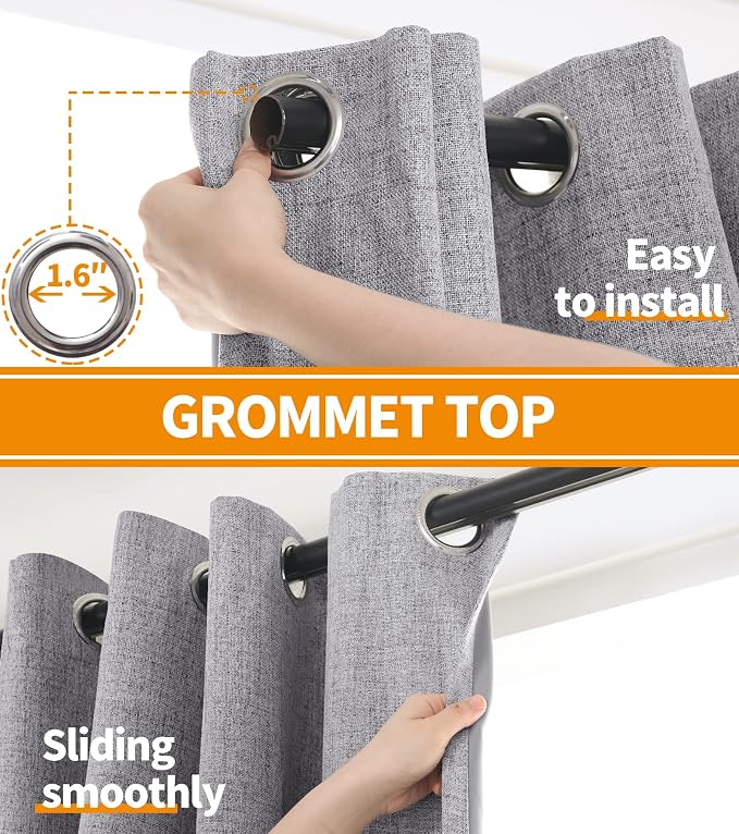 YoungsTex Grey Linen Blackout Curtains - Image 5