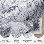 2x3 Washable Entryway Rug: Modern Abstract Indoor Soft Carpet Grey | - Image 6