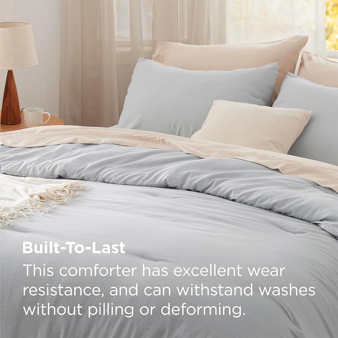 Bedsure King Comforter Set, Light Grey Soft Prewashed Bedding - Image 3