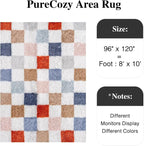 Checkered Area Rug 8x10 for Living Room Soft Fluffy Shag Carpet | Machine - Image 3