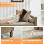75.2" Oversized Chaise Lounge, Chenille End of Bed Bench - Image 4