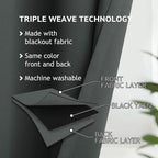 COSVIYA Grommet Room Darkening Dark Grey Curtains 84 inch Long - Image 4