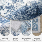 3x14 Washable Runner Rug：Modern Abstract Kitchen Soft Carpet Blue | - Image 6