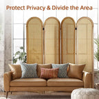 4 Panel Room Dividers and Folding Privacy Screens, Hand-Made Rattan Room Divider - Image 2