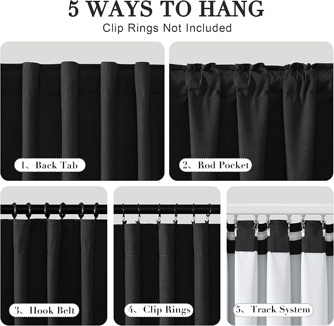 Joywell 100% Blackout Linen Curtains 63 Inches Long - Image 3