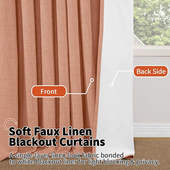 Terracotta Linen Blackout Curtains - Image 8