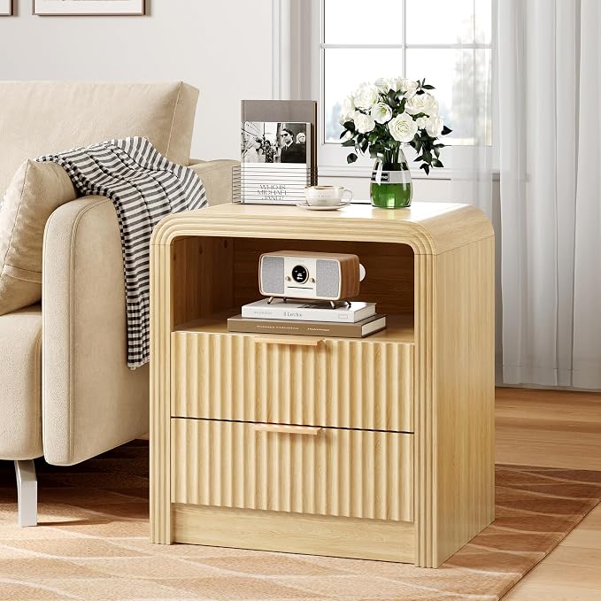 Decofy Fluted 2-Drawer Nightstand by Decofy