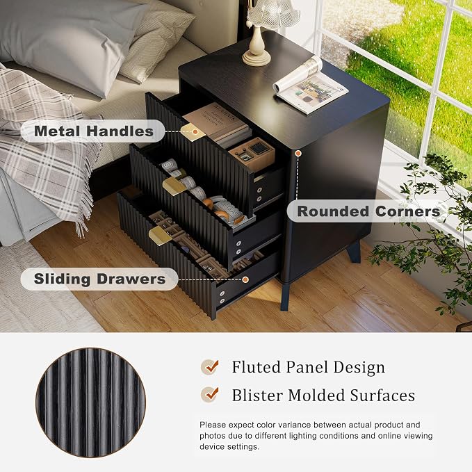 LYNCOHOME Fluted Night Stand - Image 3