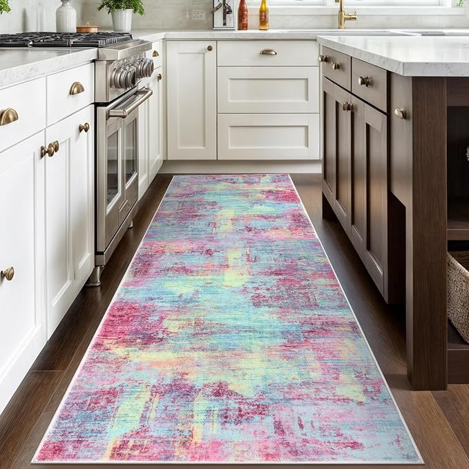 Abstract Runner Rug 3x8 Ft Washable Runners - Image 2