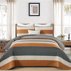 Dinjoy Queen Boho Striped Quilt Set, Breathable All-Season, 3-Piece Set Fits by DINJOY