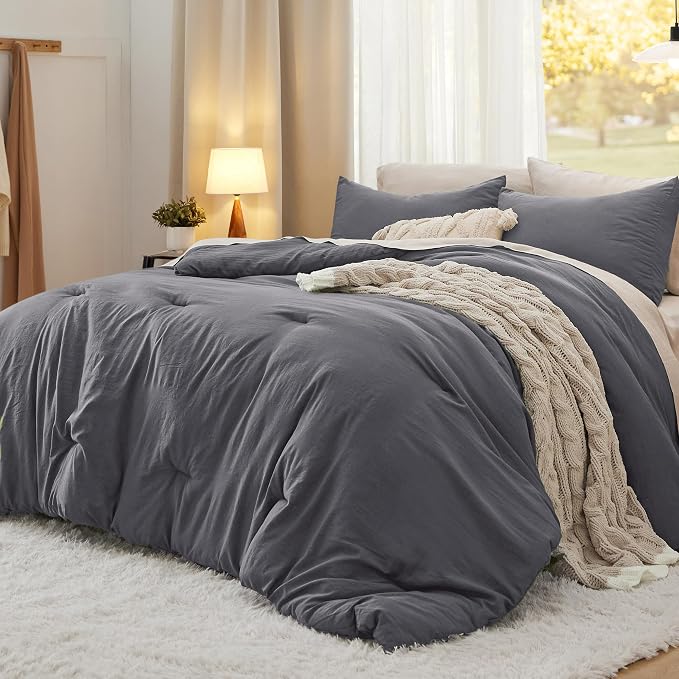 Bedsure King Comforter Set, Dark Grey Soft Prewashed Bedding by Unknown