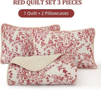 WONGS BEDDING Botanical Quilt King Size, 3 Pieces Bedspread Set, Polyester - Image 7