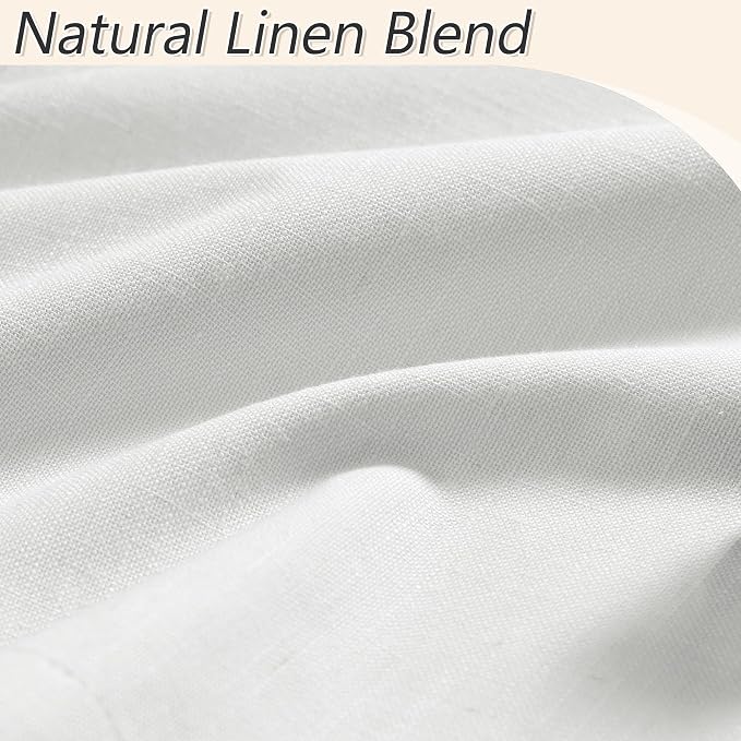 White 100% Blackout Linen Curtains 60 Inch Wide by 96 Inch - Image 3