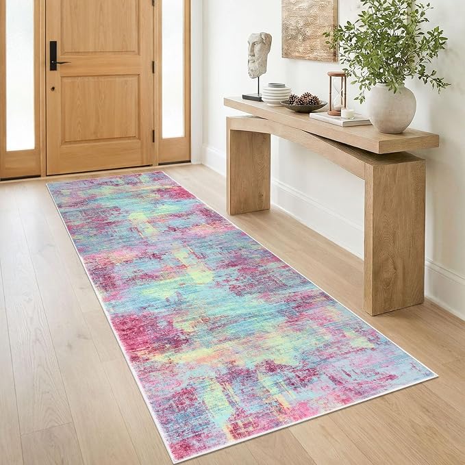 Abstract Runner Rug 3x8 Ft Washable Runners by iOhouze