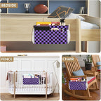 Checkerboard Black Purple Plaid Print Bedside Caddy Storage Bag Bedside - Image 8