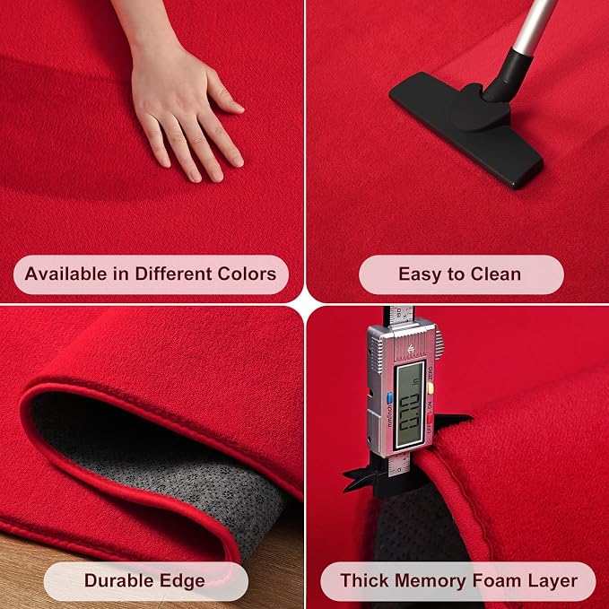 Modern Soft Hallway Runner Rug, 2x6 Feet Red Washable Runner Rugs | Fluffy - Image 5