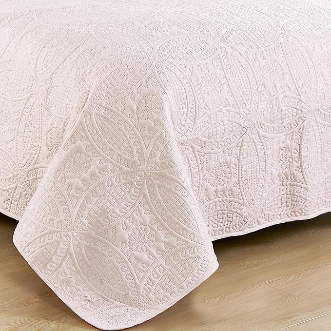 Chezmoi Collection Austin Full/Double Oversized Bedspread Set, 3-Piece Pinsonic - Image 4