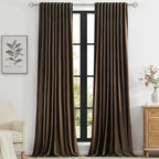 PRIMROSE Brown Velvet Curtains 96 inch Long by PRIMROSE