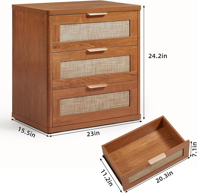 LEYAOYAO Rattan 23" Nightstands Set of 2 - Image 3