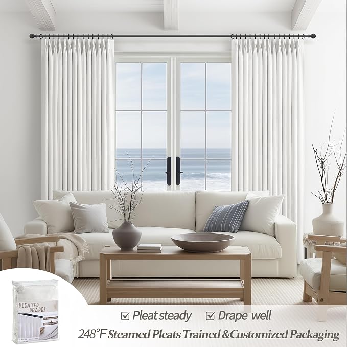 PleatedDrapes Pure White Blackout Curtains 96 Inches Long 2 Panels Set - Image 7