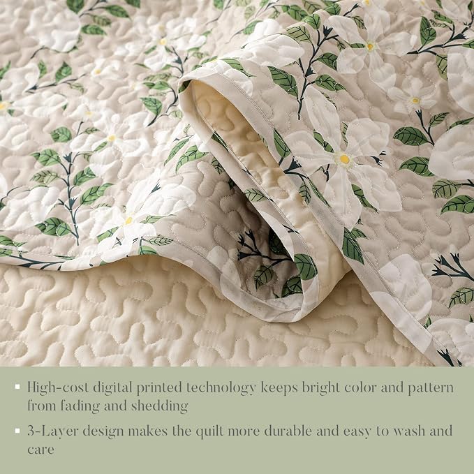 Whale Flotilla Patchwork Quilts Queen Size, Extra Soft Floral Bedspreads | - Image 6