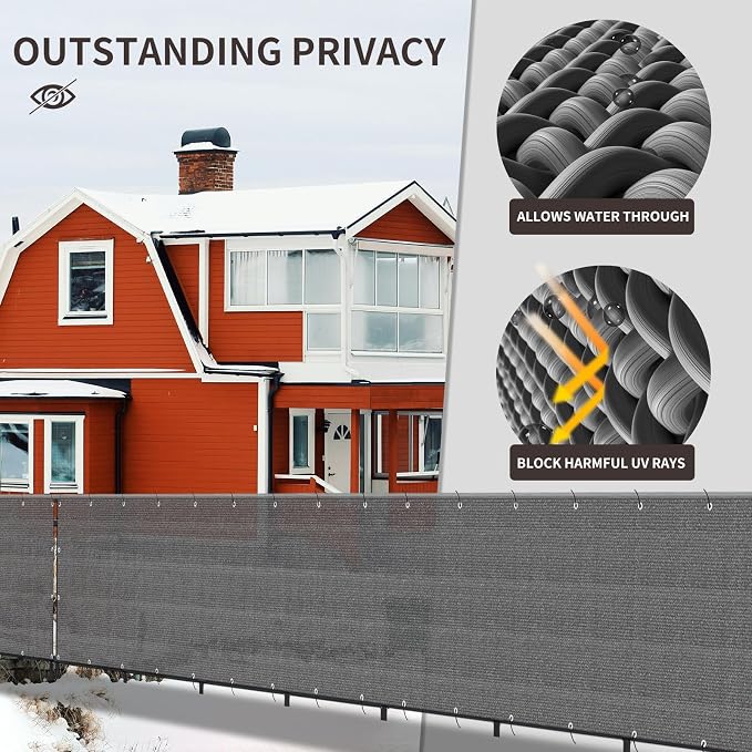LOVE STORY Custom Size 3.3'x36' Balcony Privacy Screen Cover, Dark Grey | HDPE - Image 4