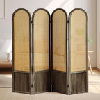 Rattan Room Divider, 4 Panel Folding Room Screen Divider, Foldable Room - Image 4