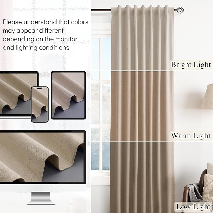 Extra Long 100% Blackout Linen Curtains 120 Inch Long 10 FT - Image 7
