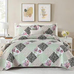 Dinjoy Boho Quilt Set King Size, Patchwork Floral Bedspreads, Reversible Summer by DINJOY