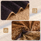 Cottolester Fall Quilt Set Queen, Burnt Orange Striped Patchwork Bedspread | - Image 4
