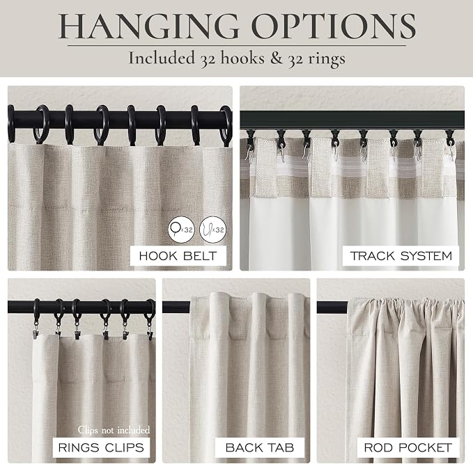 112 Inch Curtains 2 Panel Set Modern Decorative Dark Out Pleated Curtain - Image 3