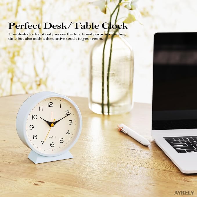 AYRELY® 4.5" Analog Alarm Clock, Small Retro Desk Clock and Table Clock | - Image 3