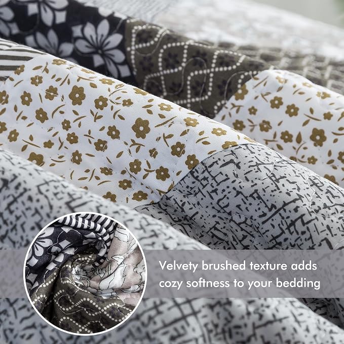 Etwel Lightweight Patchwork King Size Quilt Set - Image 2