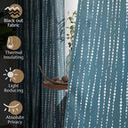 jinchan Boho Blackout Curtains 84 Inches Long Moon Phase Printed Drapes | Blue - Image 6