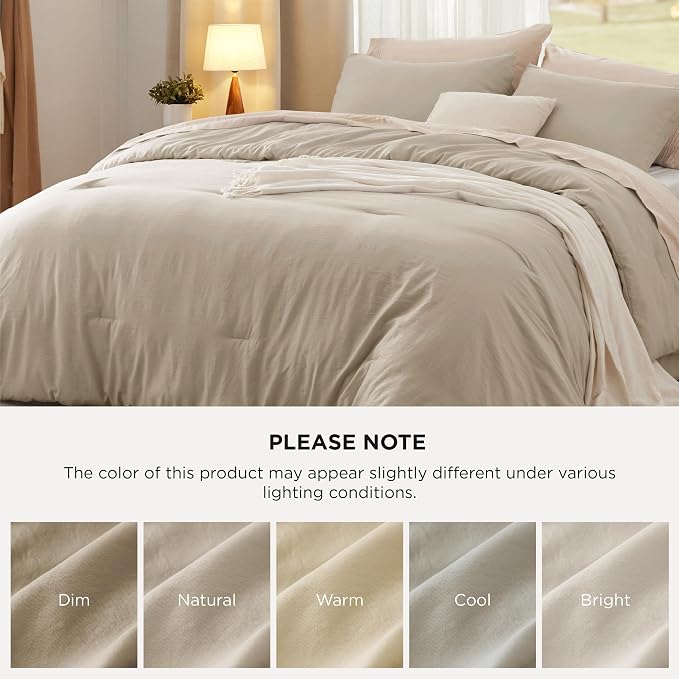 Bedsure Queen Comforter Set, Sand Soft Prewashed Bedding - Image 7