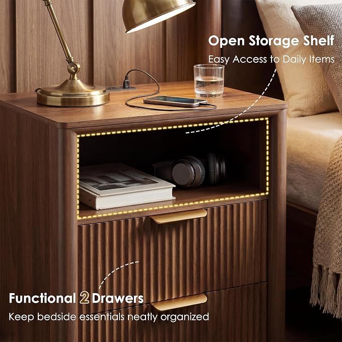 LYNCOHOME 19.7" Fluted Nightstands Set of 2 - Image 6