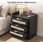SICOTAS Rattan Nightstand Larger Bedside Table - Image 4