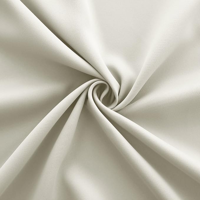 KOUFALL Cream Beige Bay Window Curtains Drapes - Image 8