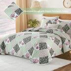 Dinjoy Boho Quilt Set King Size, Patchwork Floral Bedspreads, Reversible Summer - Image 3
