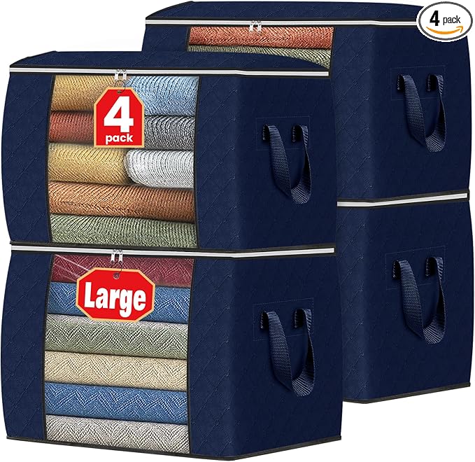 90L Clothes Storage, Foldable Thick Fabric Blanket Storage Bags | Foldable by Fabtotes