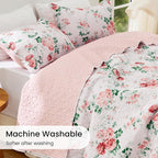 EXQ Home Printed Quilt Set Full Queen Size Pink Daphne Bedspread Set | Bedding - Image 6